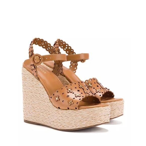 Larroude Jasmine Flower Espadrille Wedge Sandals NIB - Picture 1 of 4
